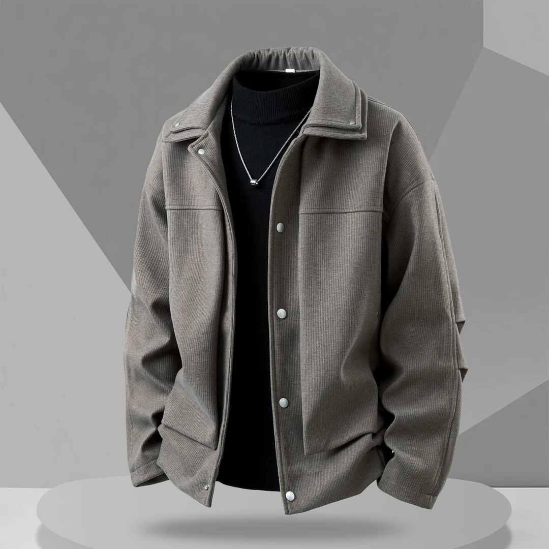 高级感夹克男士修身潮牌翻领上衣2025新款春秋季休闲痞帅炸街外套