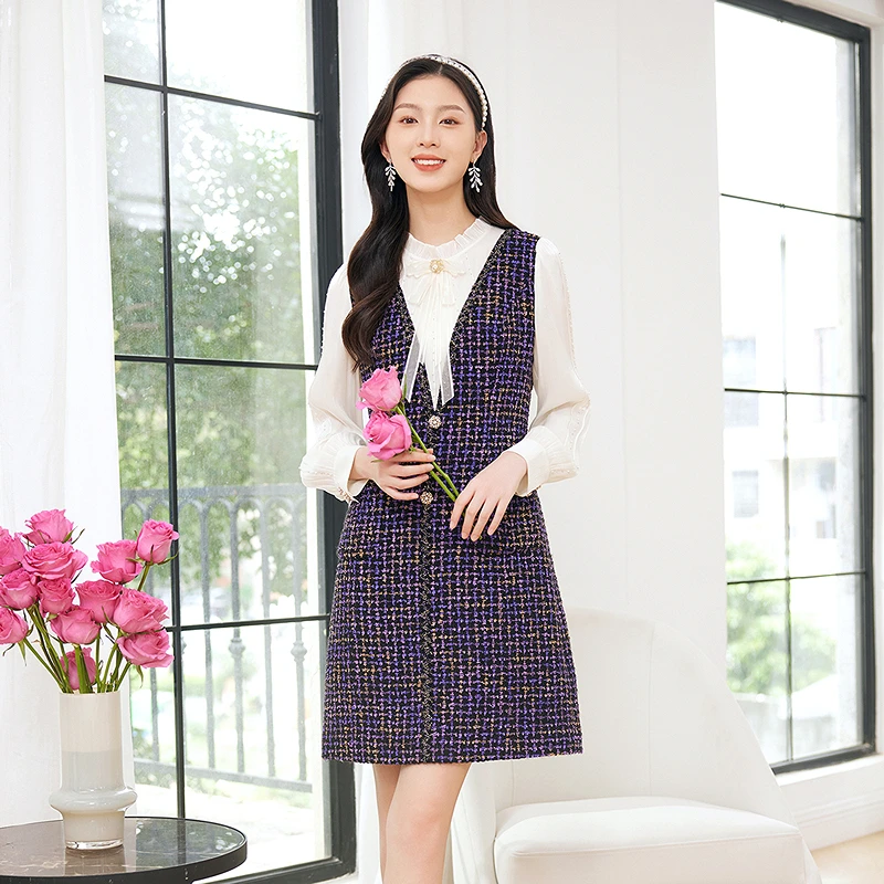【羊羊专属】Koradior珂莱蒂尔名媛风珠钻连衣裙女KF11128S4