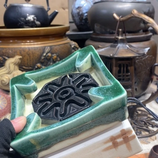 蜜安罐瓷香炉锡茶则