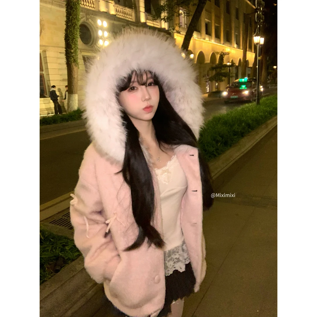 瑞茜·威瑟斯 浪漫碎冰2.0 冬季甜美慵懒韩版百搭呢子外套R3325W