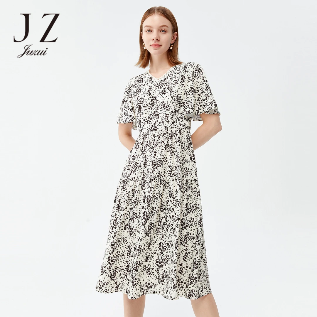 【婷婷专属】JZ玖姿-JTCX50005优雅气质花边V领连衣裙女夏
