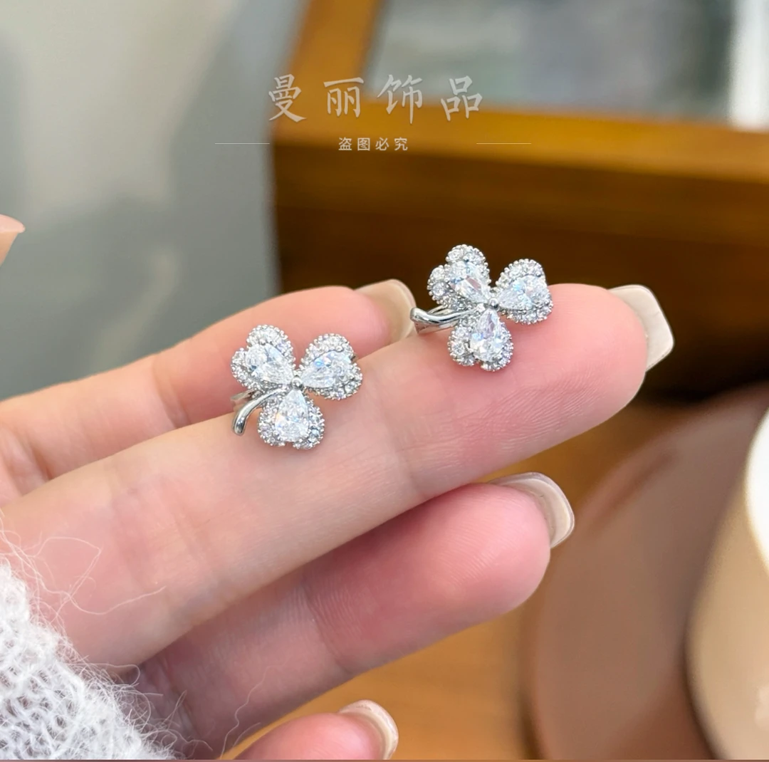 铜合金耳饰 2025精致满镶幸运也耳环