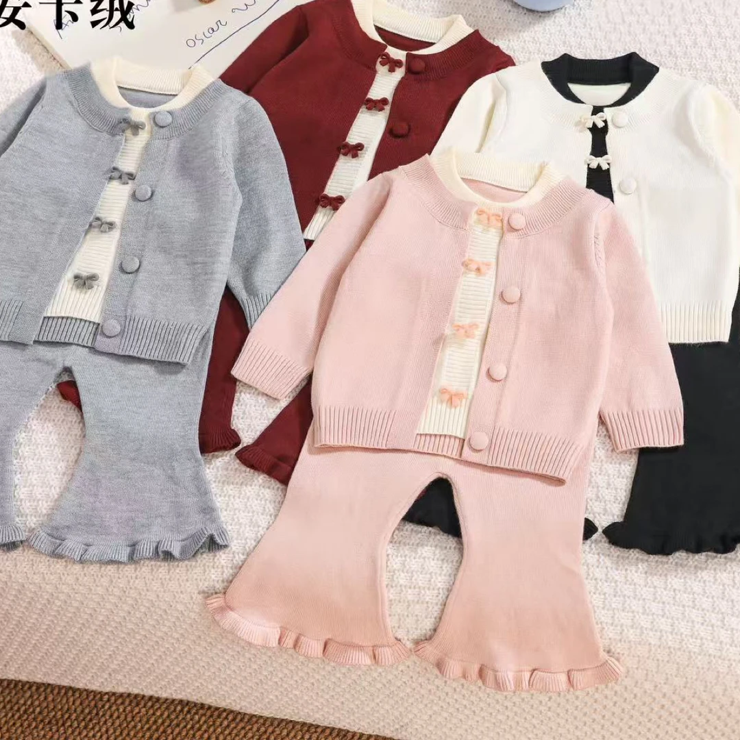 女套装纯色套头小清新小香风童装春秋小童女童厚款