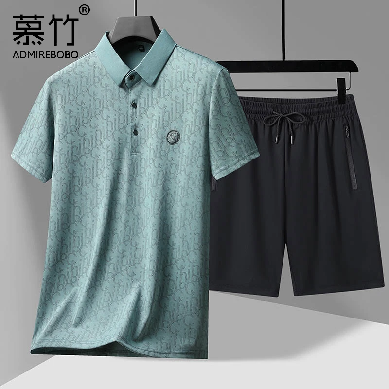【两件套装/凉感冰丝】男士休闲POLO衫夏季中年爸爸短袖短裤运动装