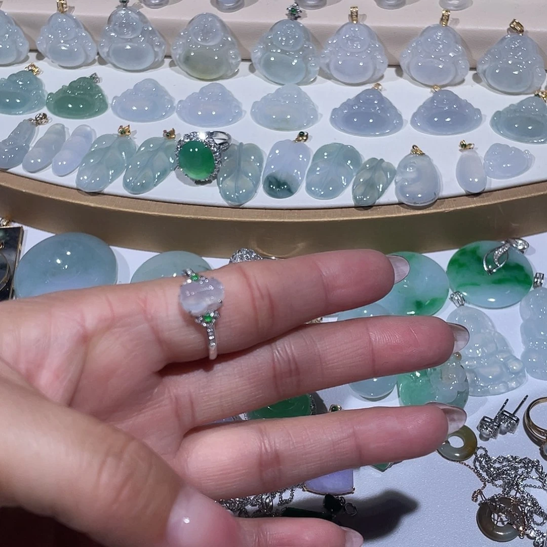 翡翠18K金镶嵌吊坠(不含链)戒指