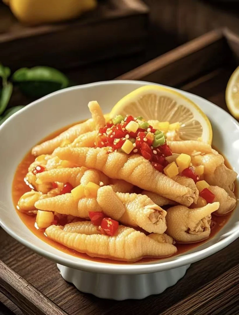 酸辣柠檬无骨鸡爪#固体500克#酸辣爽口脱骨凤爪即食无骨凤爪