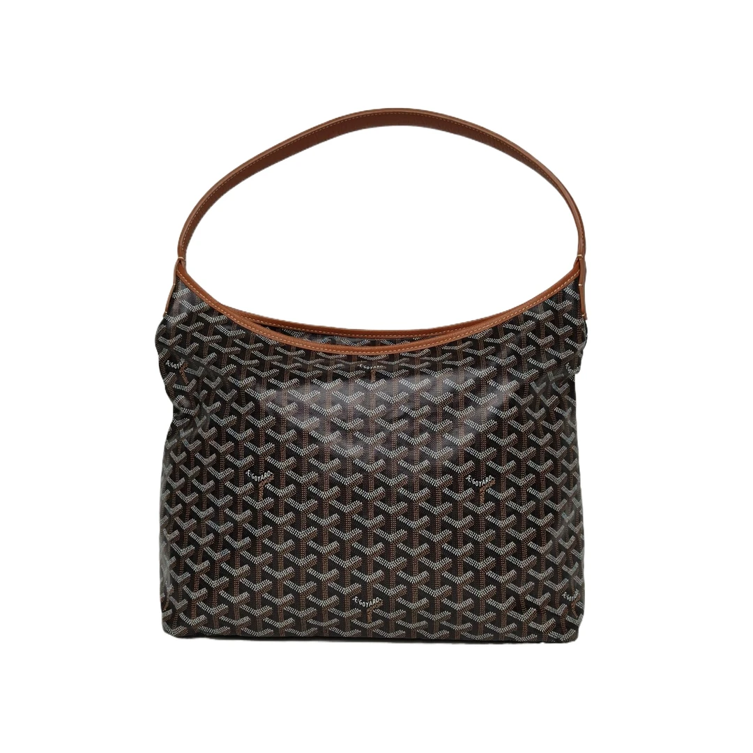 99新 Goyard 小花6枫 子母腋下包 棕色 PVC 银扣