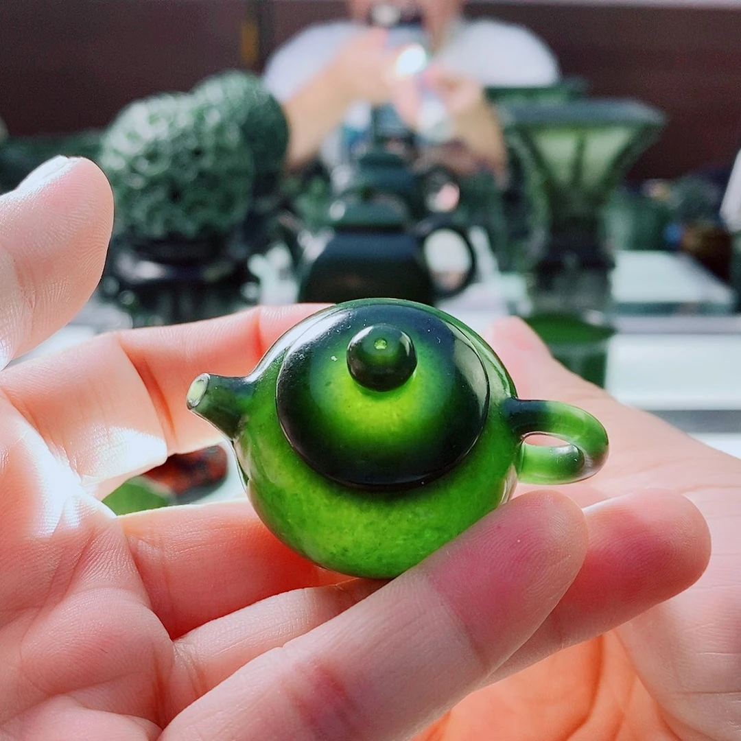 未镶嵌和田玉（青玉）摆件把把壶