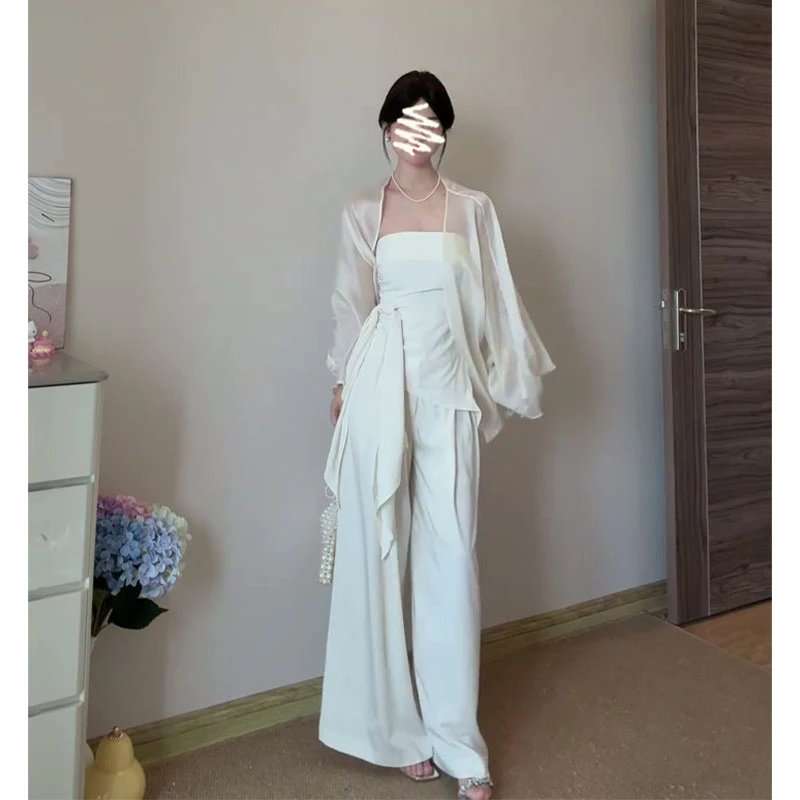 2025夏季新款女法式气质宽松防晒开衫修身抹胸上衣高腰显瘦半身裙