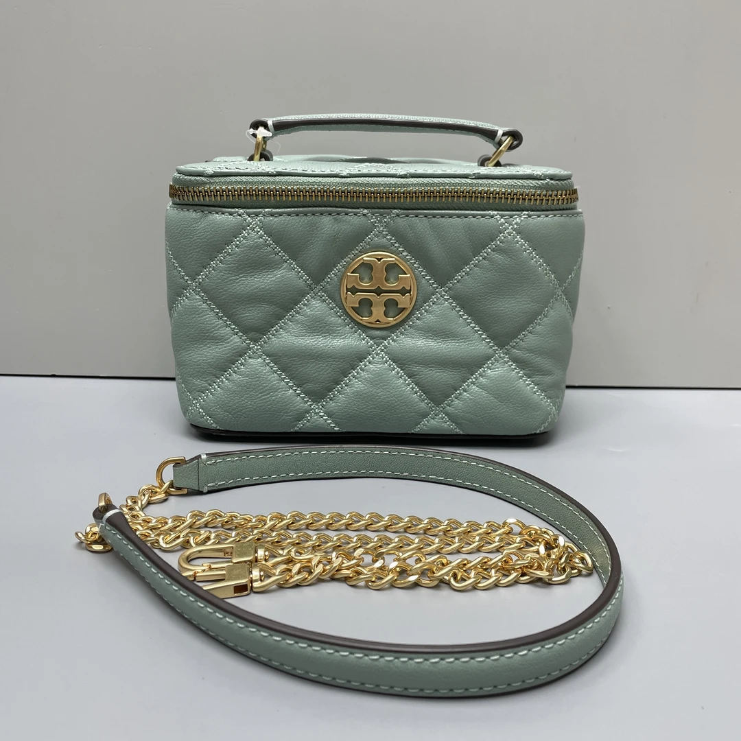 95新 TORY BURCH/汤丽柏琦 小林willa蓝绿盒子包17*12*8cmB091702