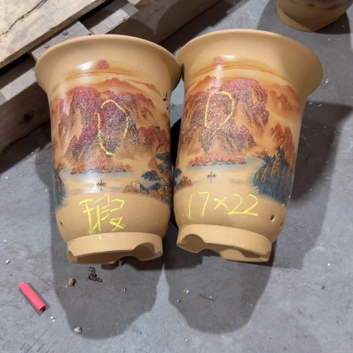 紫砂紫砂花盆破损补发高度22口径17俩只微瑕画面
