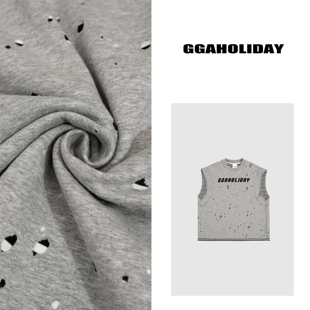 GGAHOLIDAY美式街头风刺绣潮牌女装无袖夏季圆领宽松薄款-152328