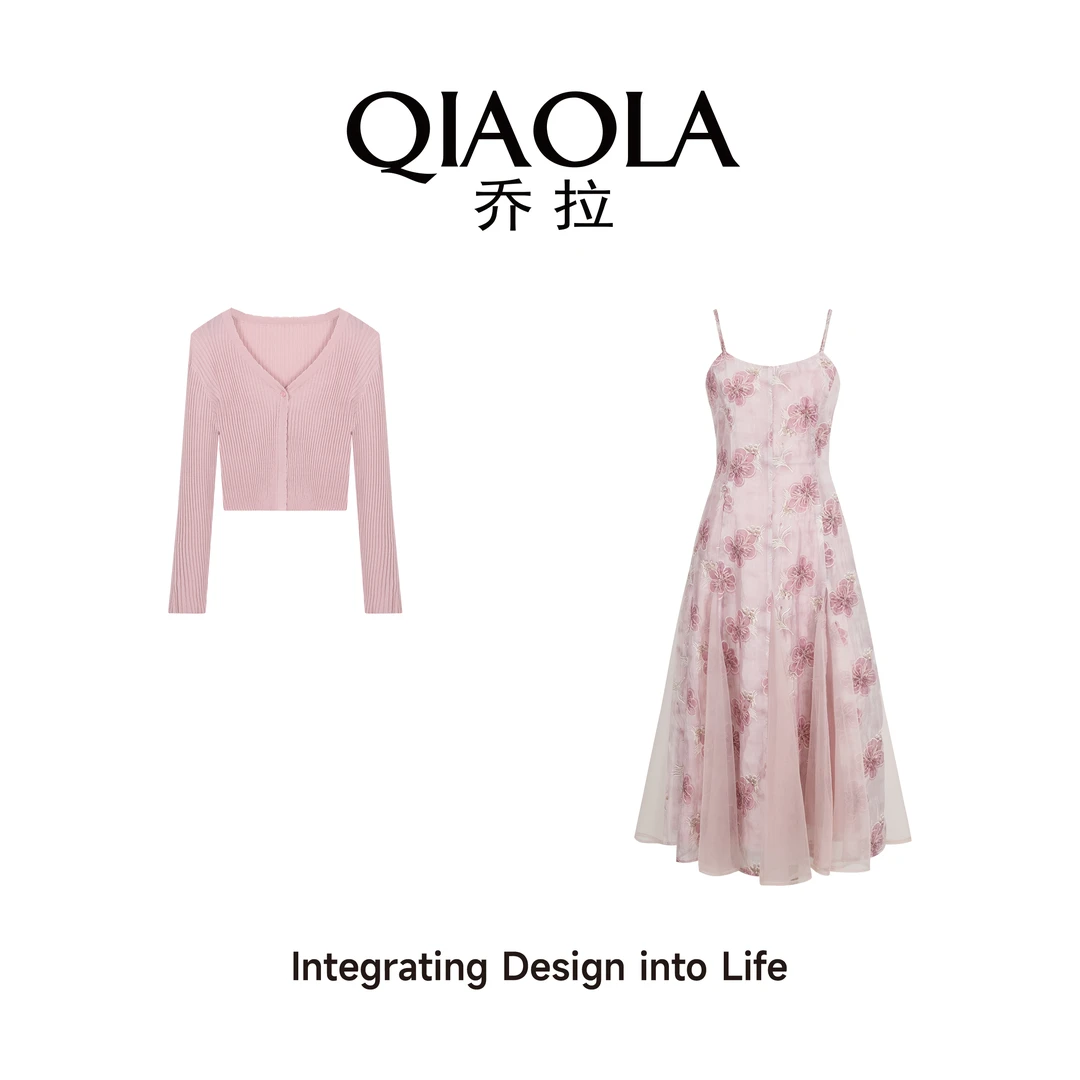 QIAOLA/乔拉【花海游记】春夏季定制雪纺印花立体绣花时尚套装预售
