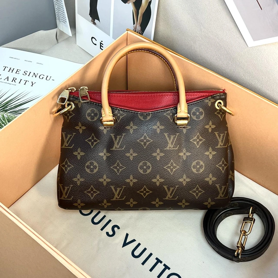 95新 LouisVuitton/路易威登 lv老花拼红传奇bb4176 5418