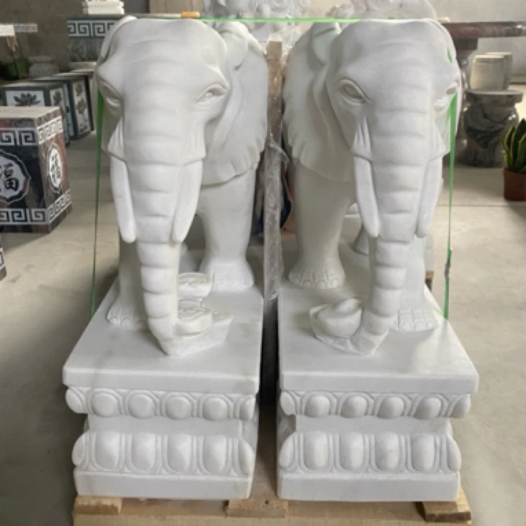 天然汉白玉石雕大象