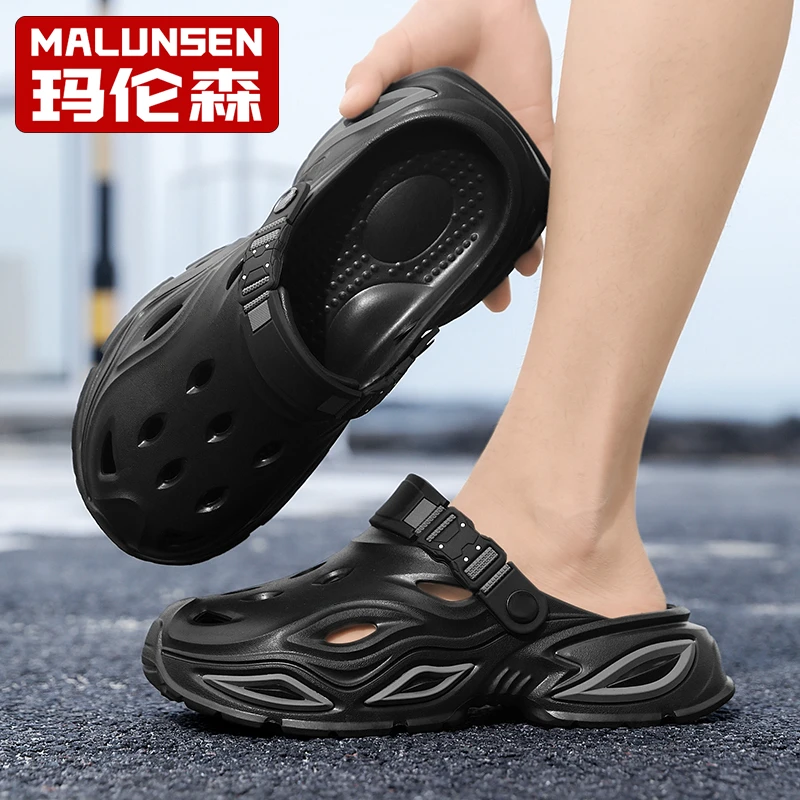 新款洞洞鞋男2025新款夏季外穿运动凉鞋开车防滑清凉厚底沙滩凉拖