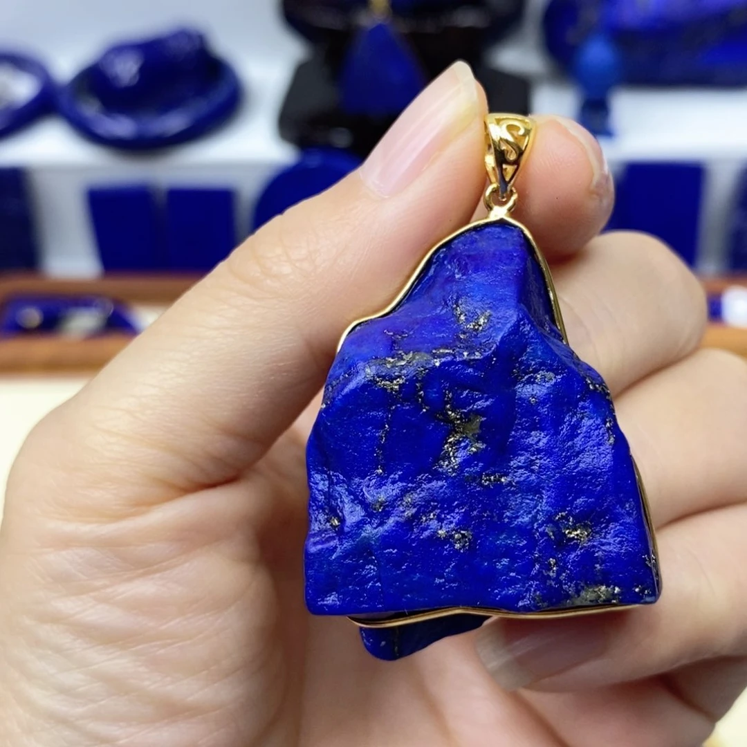 青金石颈饰银S925镀金镶嵌