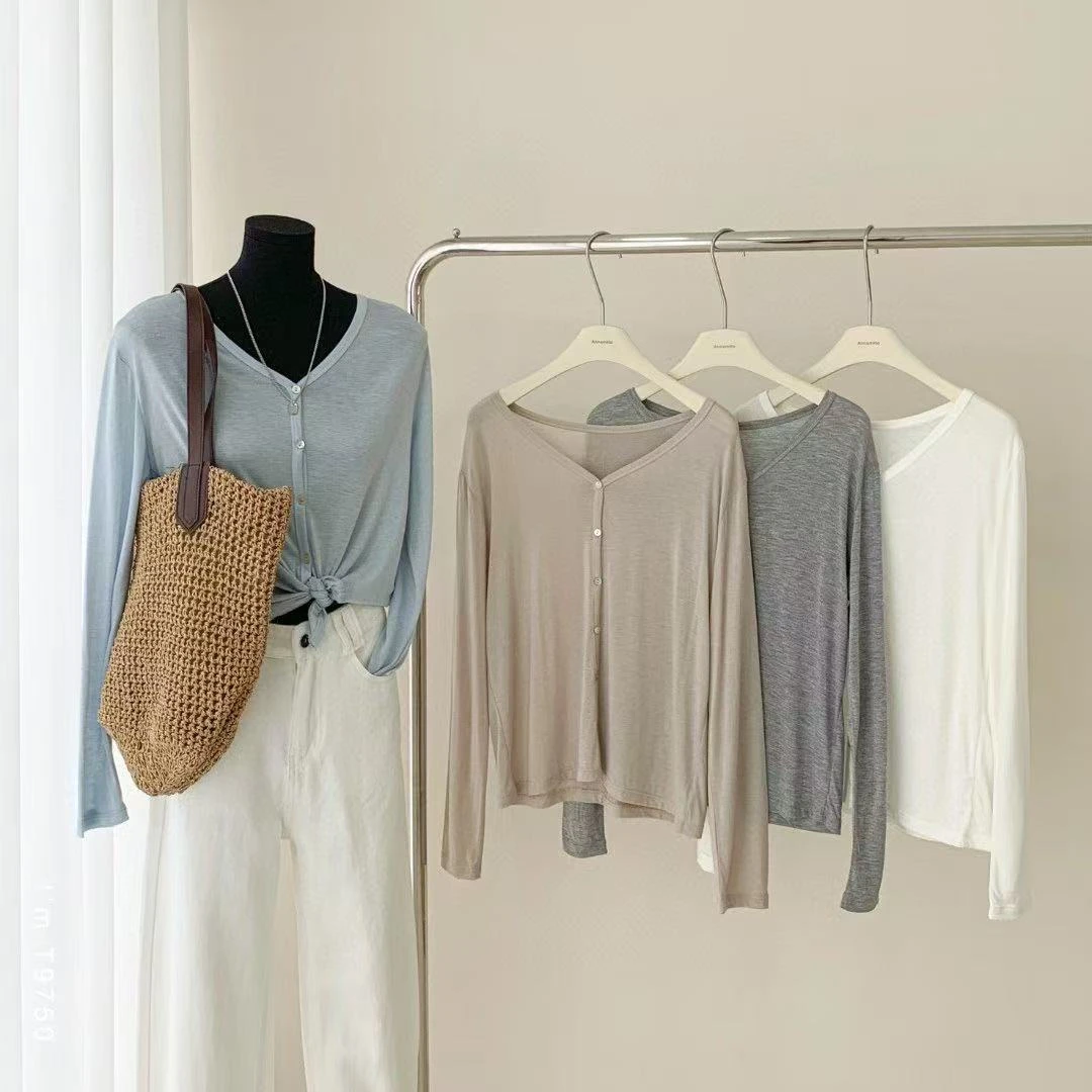 春季小衫开衫系扣薄衫