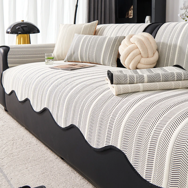 纹章凉豆豆异形沙发垫夏季防滑皮沙发凉席垫高级凉感靠背巾轻奢