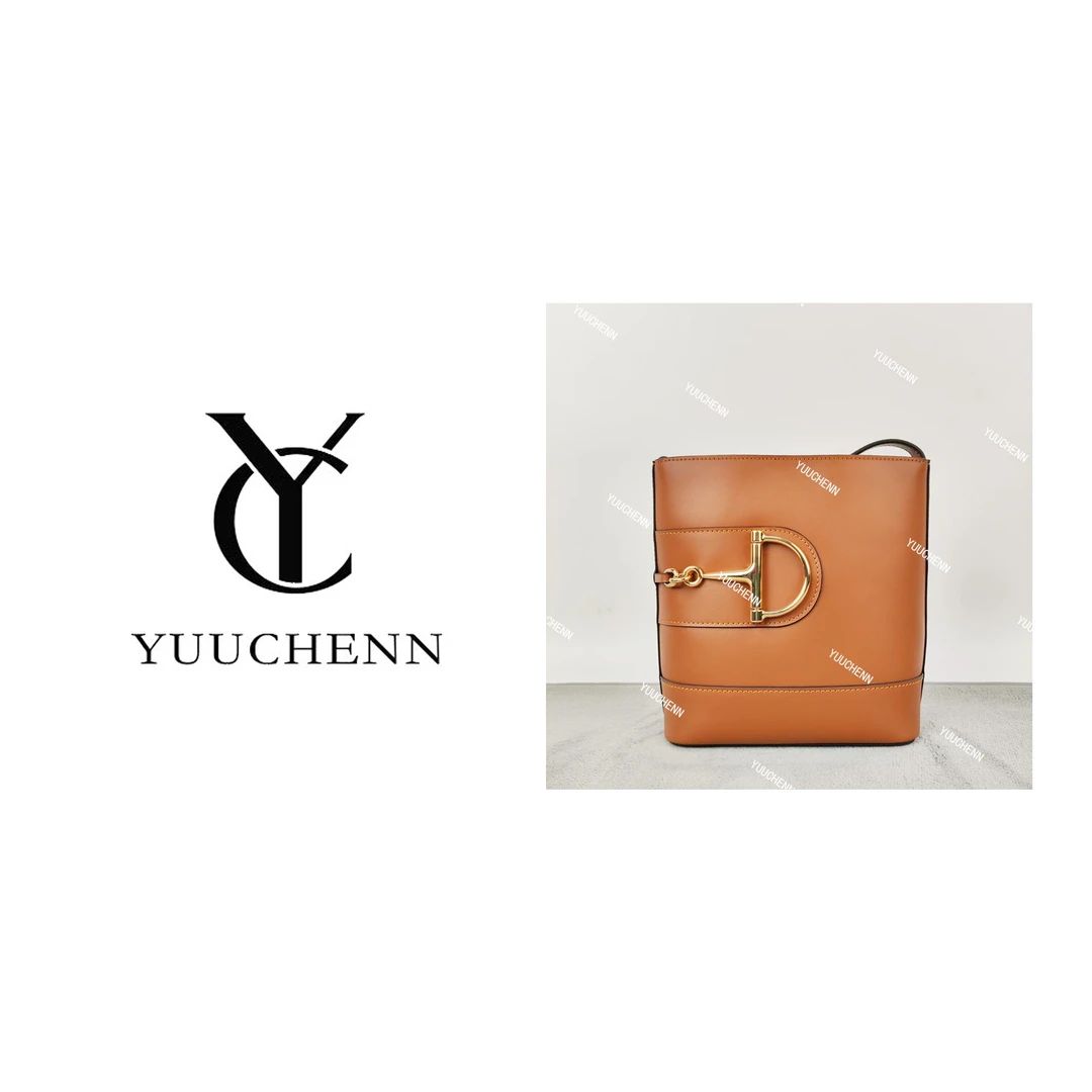 YUUCHENN/【Bucket Bag】进口牛皮18cm 棕色 HH6176
