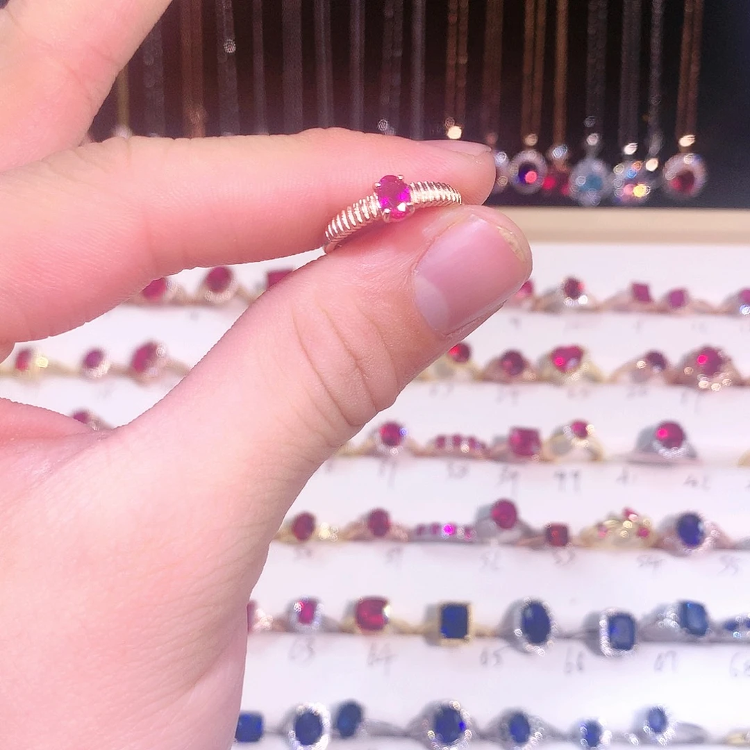 红宝石戒指银S925镶嵌