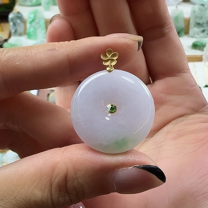 翡翠未镶嵌颈饰冰春彩平安扣