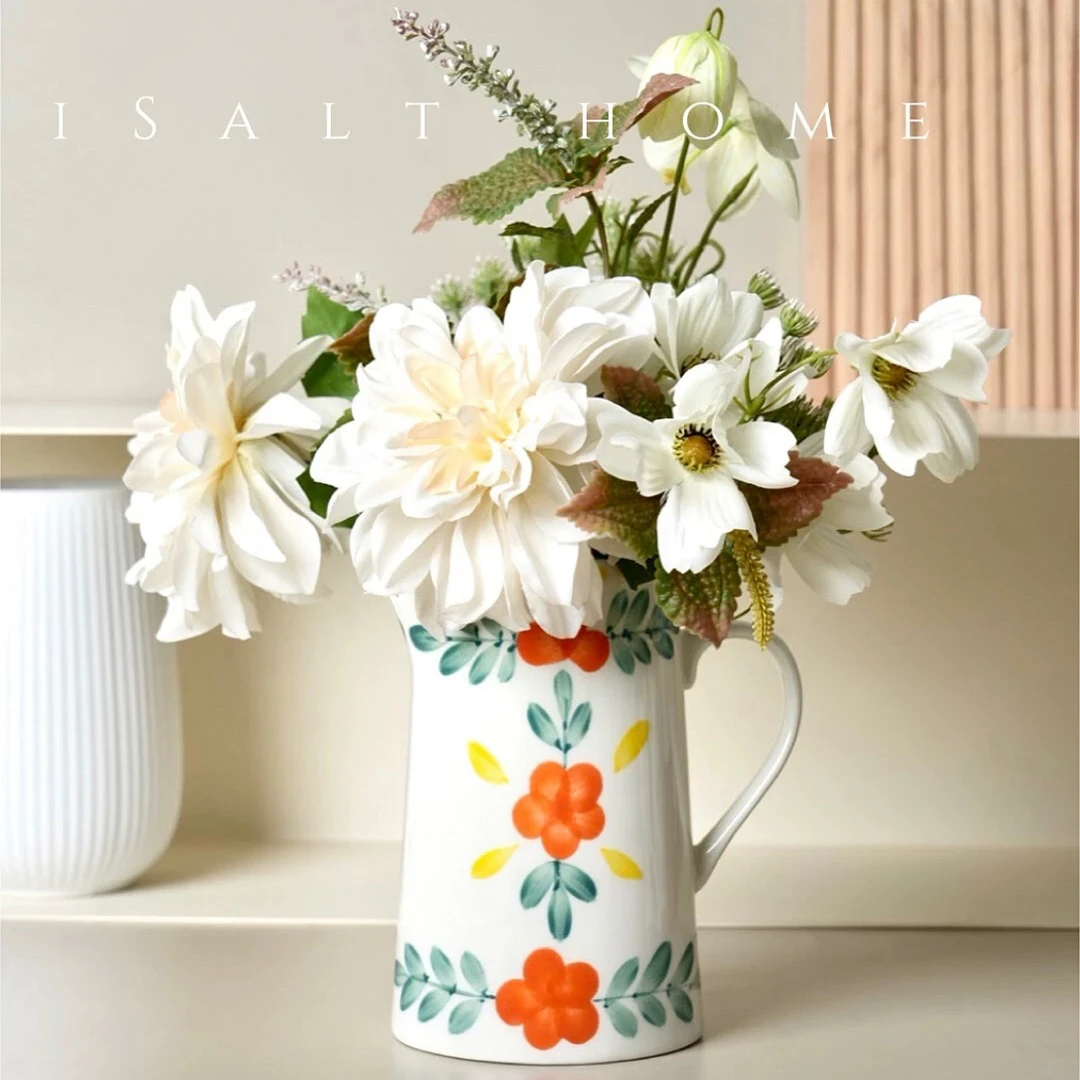出意大利RT手绘田园风陶瓷花瓶摆件客厅插花创意餐桌花壶冷热水壶