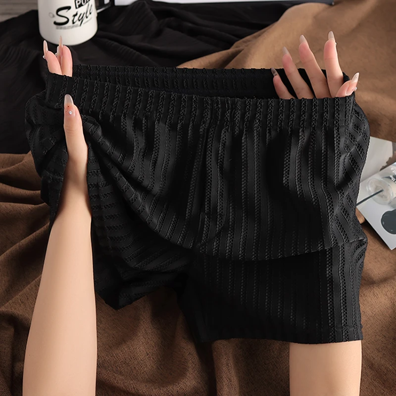 冰丝网孔男士内裤男款夏季冰爽平角裤薄款透气四角裤青年阿罗短裤