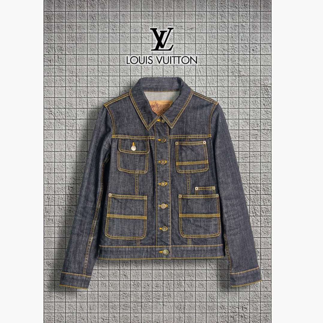 99新 LouisVuitton/路易威登 黑色翻领工装风牛仔外套 34码 L1910