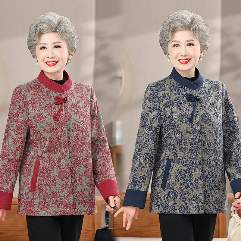 中老年人女装新款春秋外套妈妈装长袖上衣奶奶装春外套气质