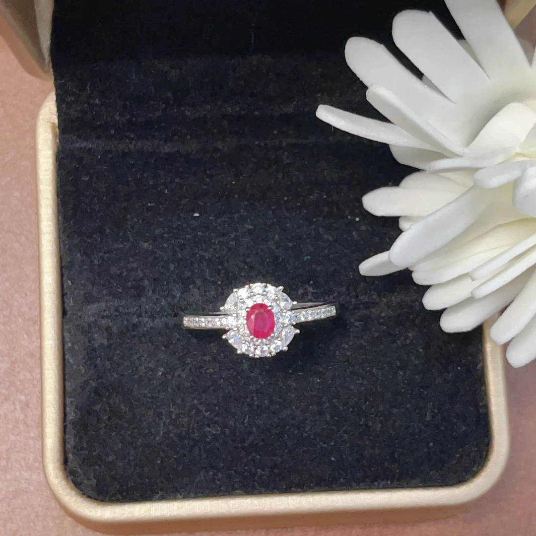 天然红宝石戒指高定小戴妃带基地质检证书