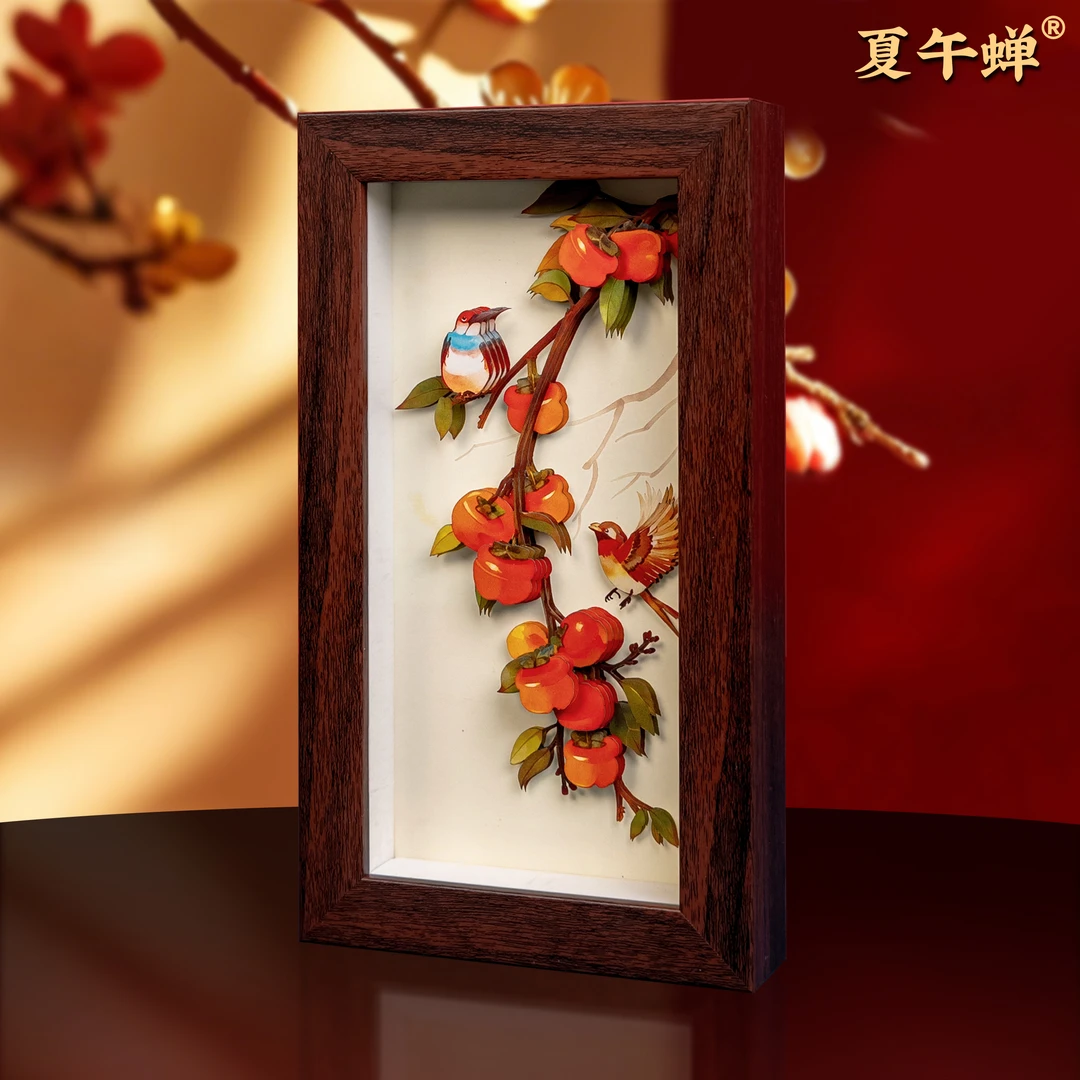 【八寸】夏午蝉柿柿如意柿子3D立体画家居饰品办公室摆件伴手礼文创