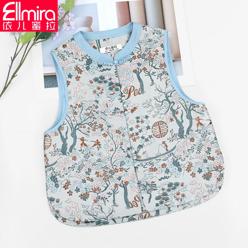 【兰瑾】8180女童中式马甲国风刺绣洋气外穿女大童碎花秋秋