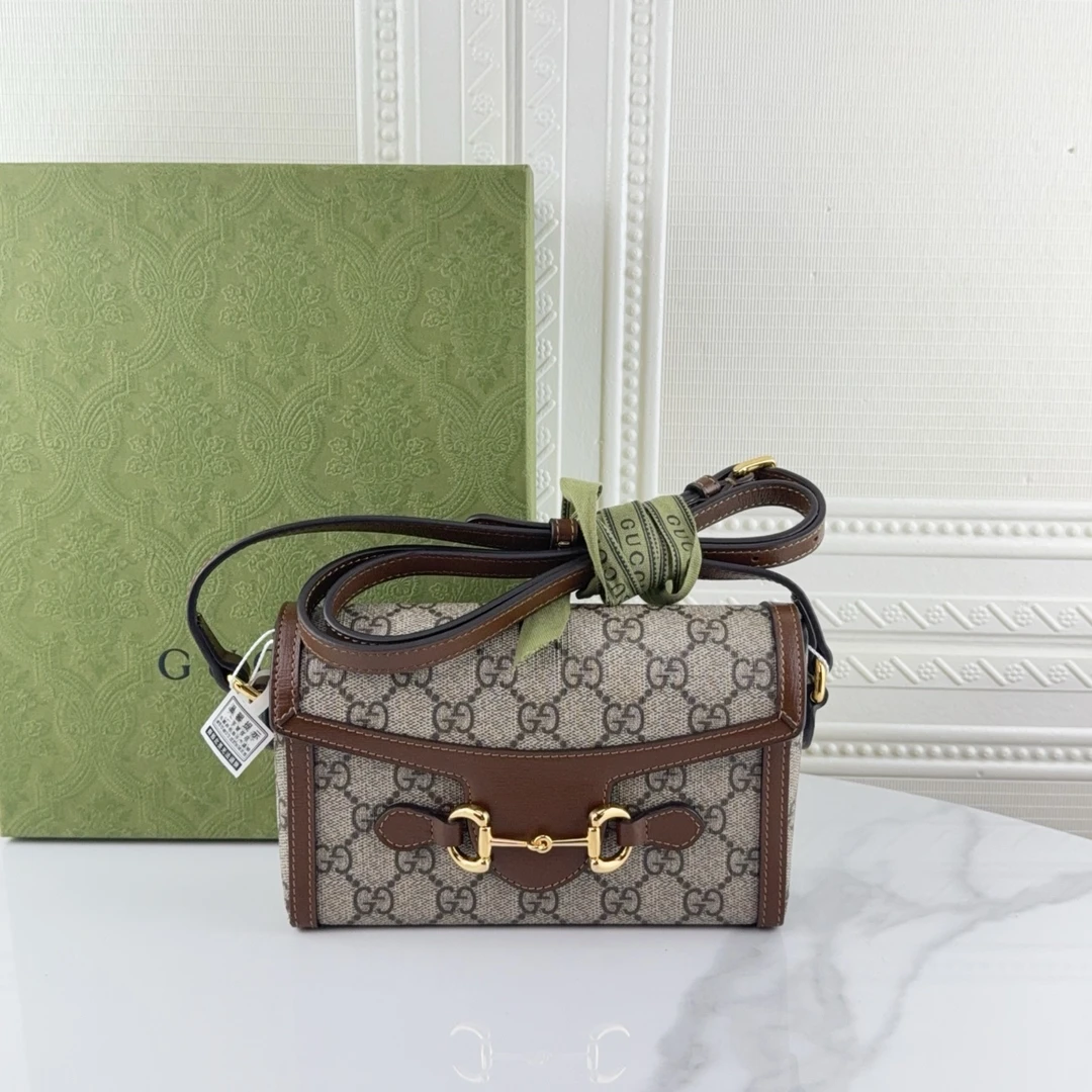 99新 GUCCI/古驰 Horsebit 1955 时尚马衔扣老花包单肩二奢包包