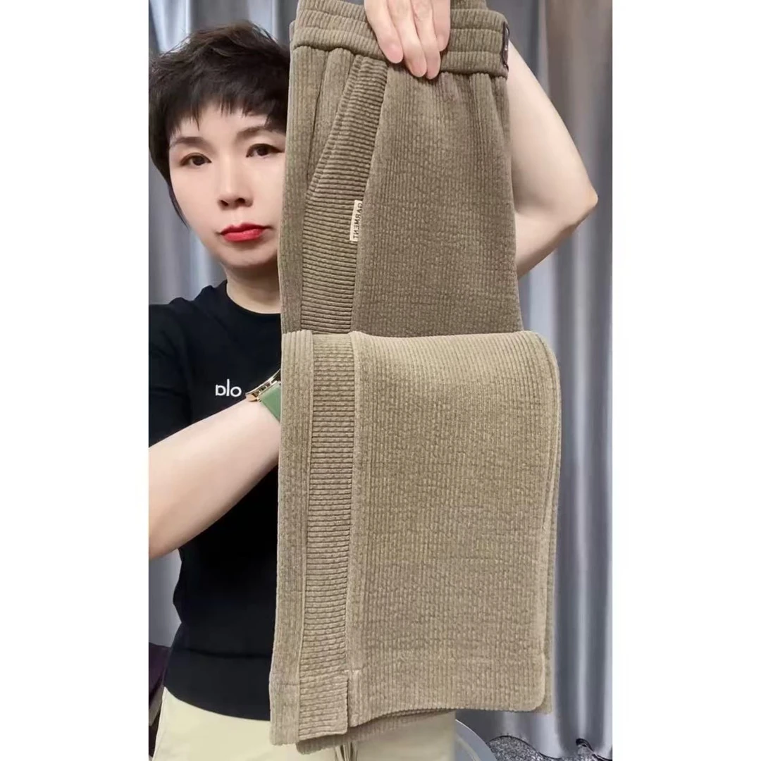 加厚保暖欧棉绒直筒休闲裤高腰高弹舒适保暖百搭
