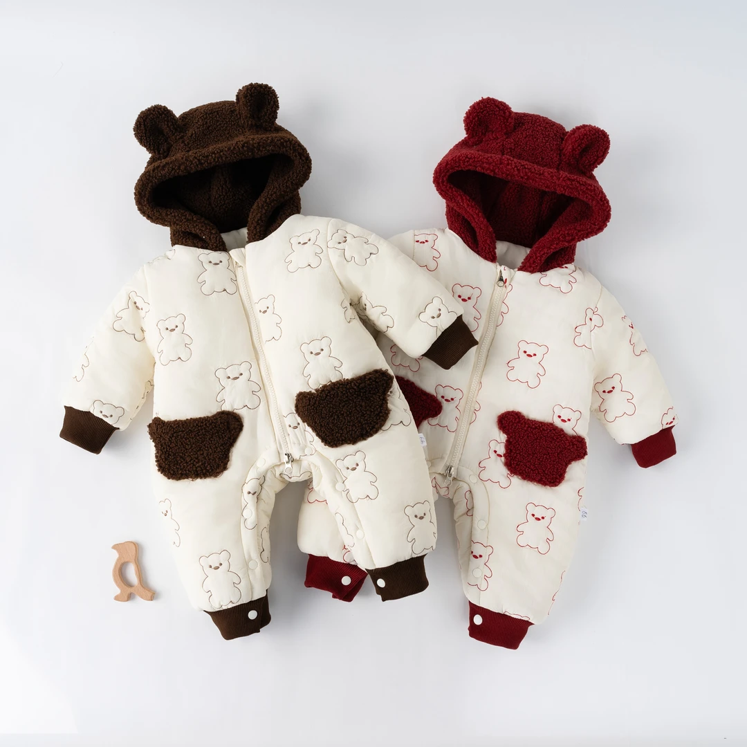 BlueSeaShell/海洋小贝壳2024婴儿冬季加厚连体衣宝宝连帽外出服