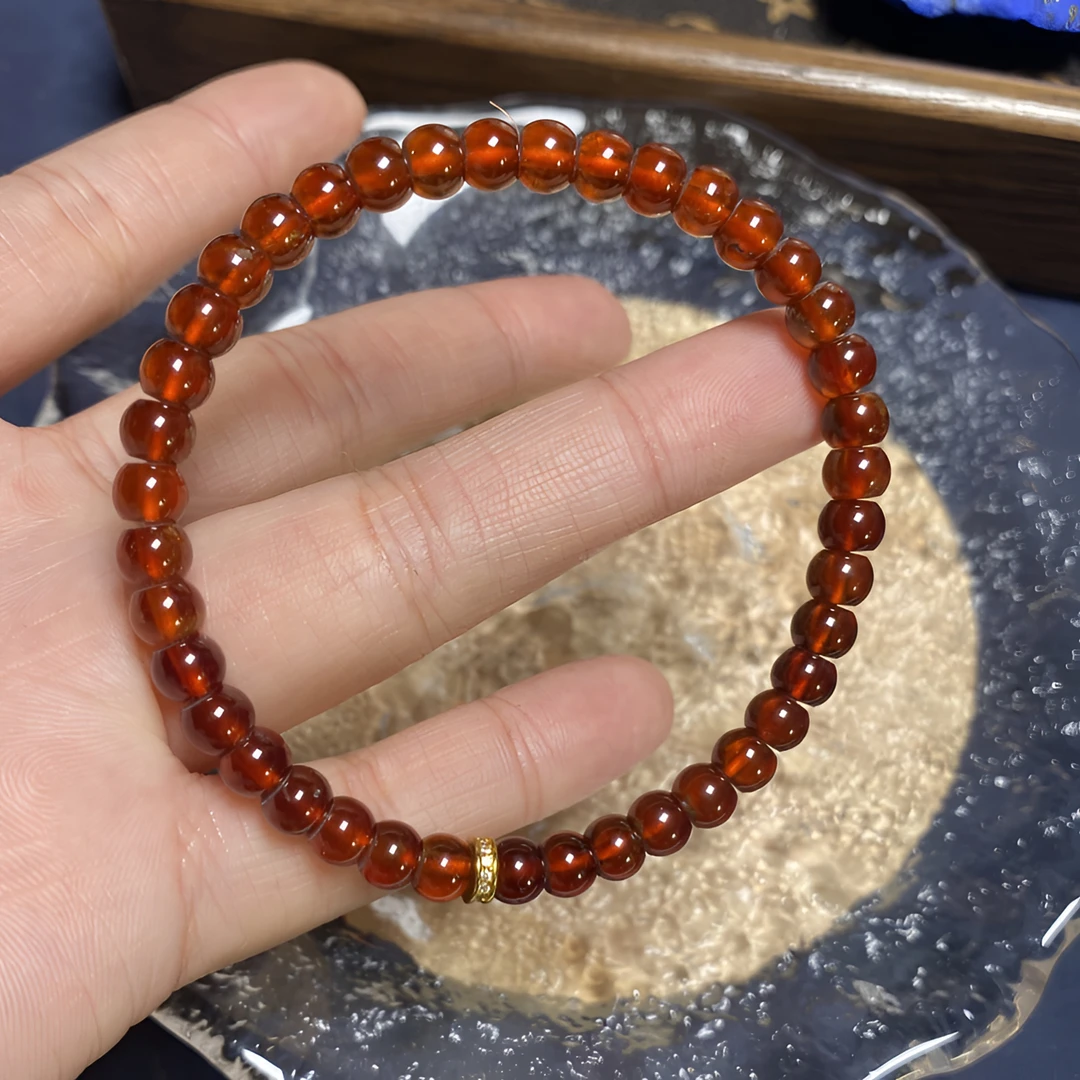纯天然橙红石榴石手串 芬达石高品质精工隔片手链 经典收藏款新品