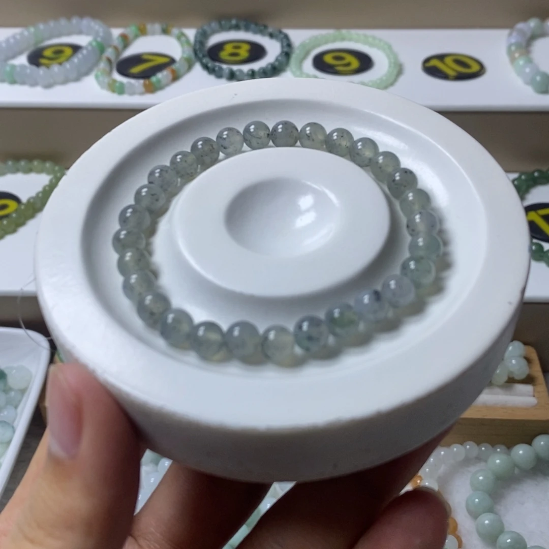 未镶嵌手链翡翠冰乌鸡圆珠卡6