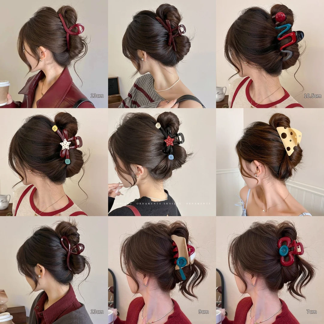 可爱半扎发鲨鱼夹女后脑勺不伤发头饰