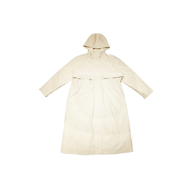 【U.M】远方连帽羊皮鹅绒风衣羽绒服保暖国标90白鹅绒