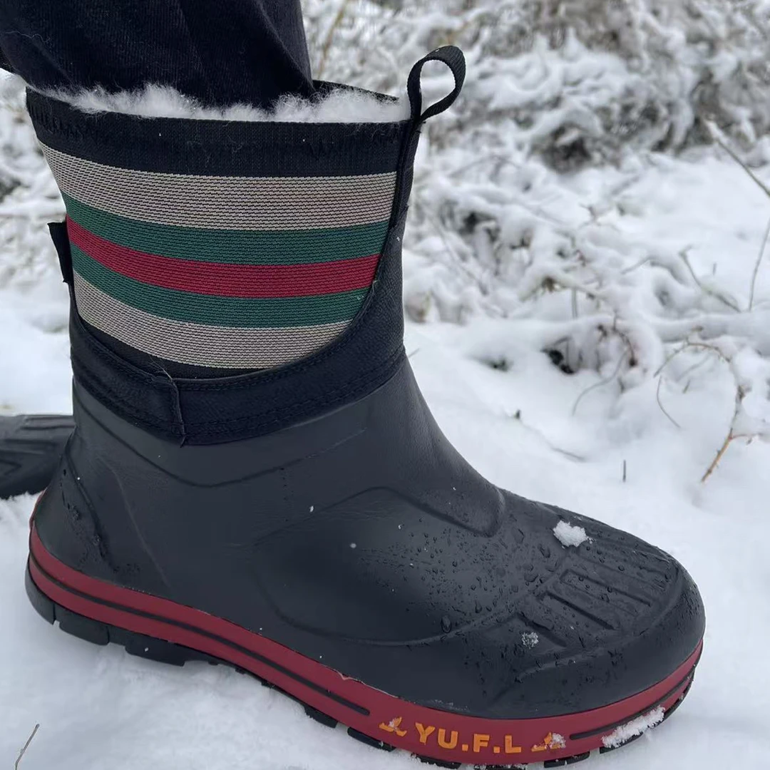 （大一码选）羊毛款防水厚底高筒迷彩时尚雪地靴筒靴松紧雪地靴E-61