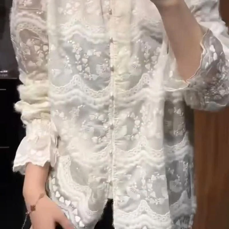 【薇哥内部自营】新中式蕾丝印花国风衬衫10BYF110S6890