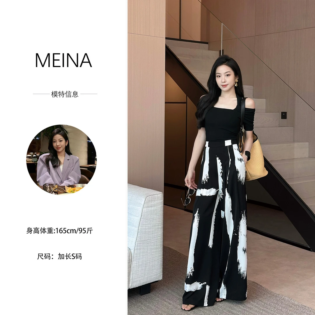 MEINA专属【暗夜海浪】高级感气质法式垂感百搭2025休闲显瘦裤子