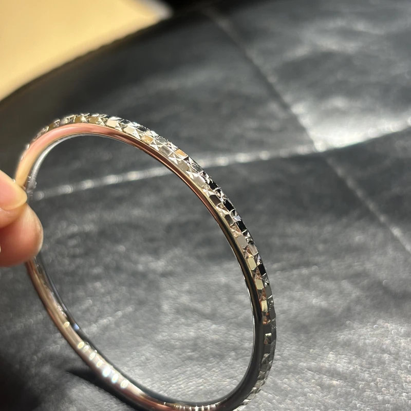 柴尔德珠宝铂金Pt950 车花爆闪固定圆镯