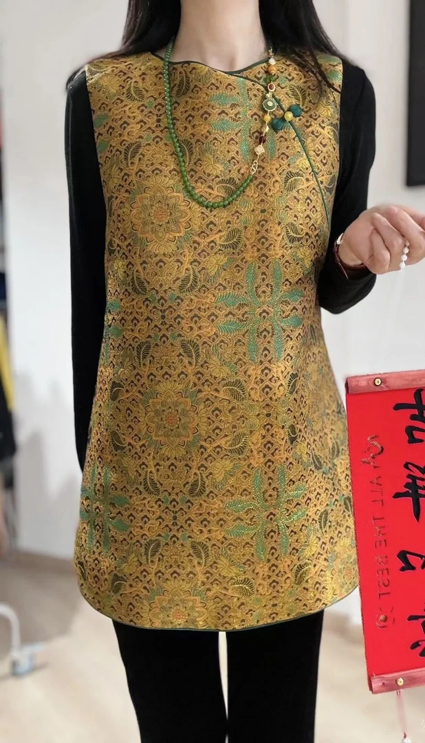 高品质真丝宋锦织锦马甲