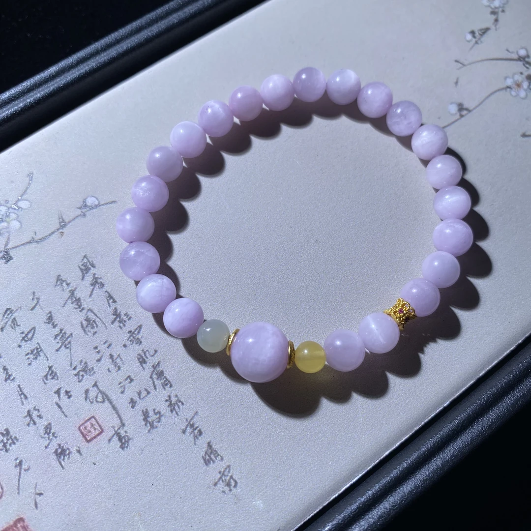 天然紫锂辉猫眼手串起荧光萤石手串天然紫猫眼手串-3014