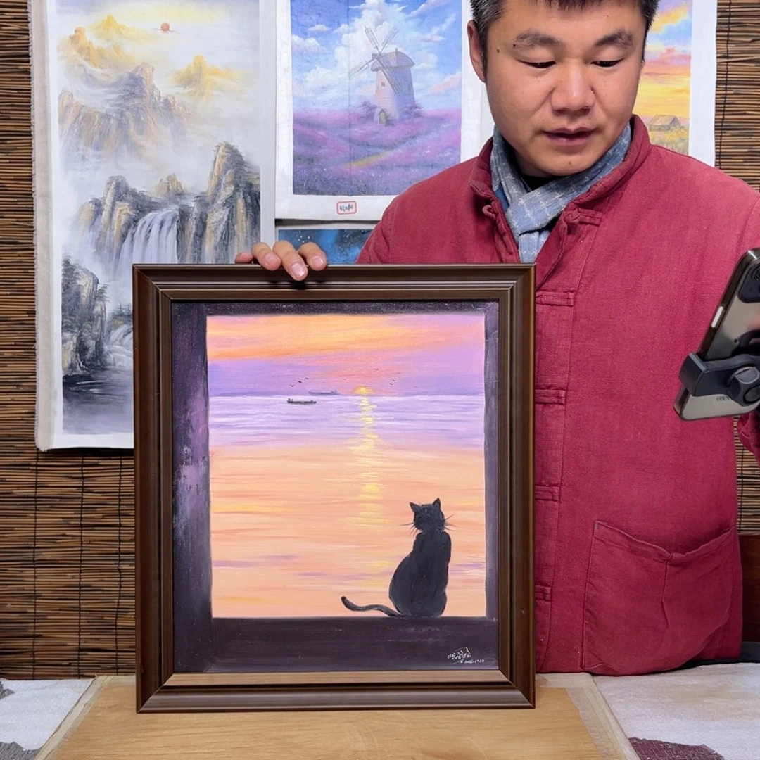 油画行路人小院绘画作品竞拍