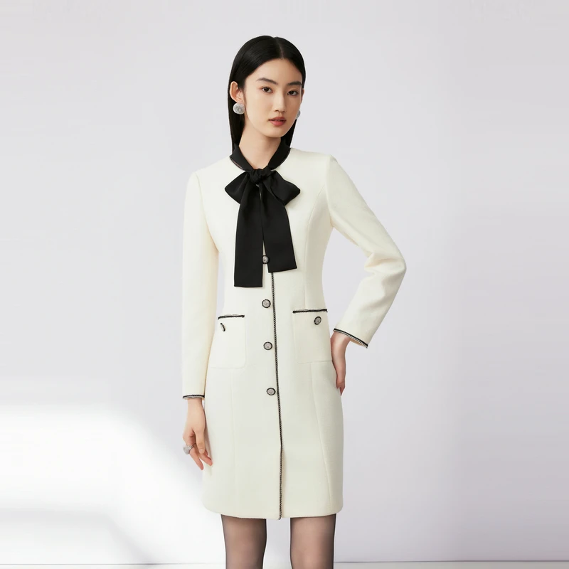 梭织连衣裙米白色LMFC7BWOP008