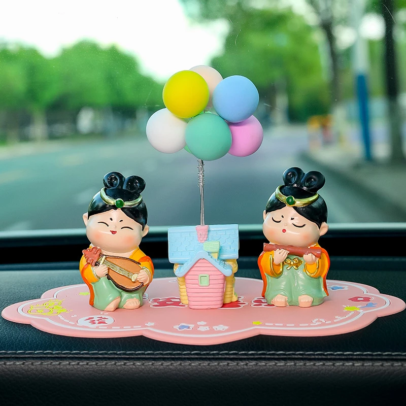 汽车摆件唐小圆古风车内装饰中控台创意摆件卡通公仔潮玩车饰车品