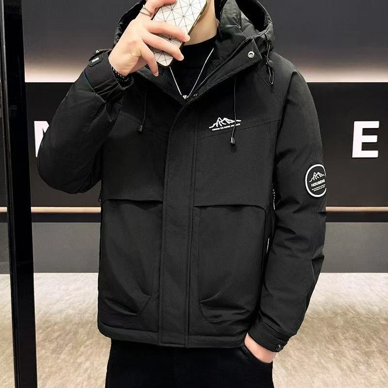 9820#冬季新款男士连帽潮流韩版百搭休闲加厚保暖男士外套